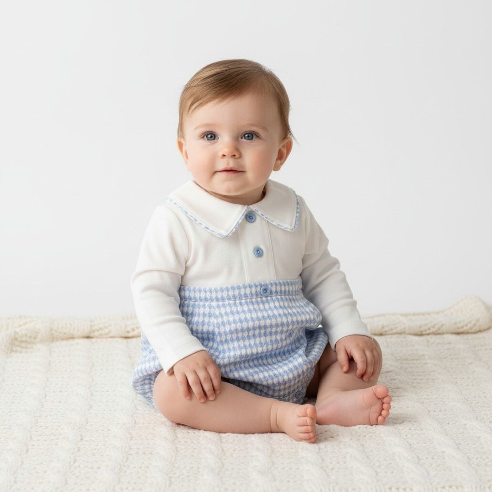 Dogtooth Long Sleeve Romper