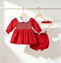 Red Smock Dress with Bloomers and Headband