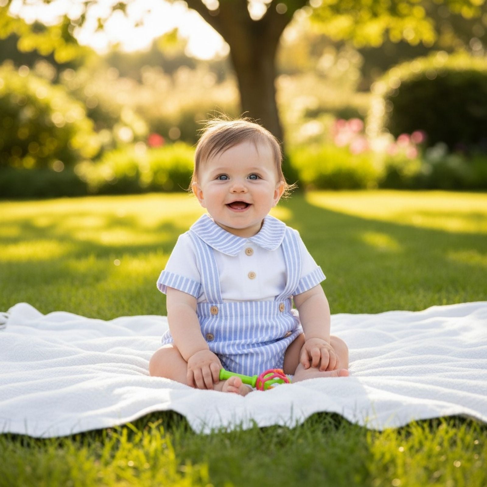 Striped 2 Piece Dungaree Set